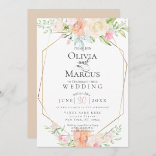 Invitation MARIAGE   Jolie aquarelle fleurs de printemps
