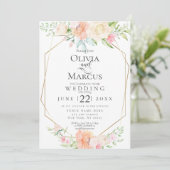 Invitation MARIAGE | Jolie aquarelle fleurs de printemps (Debout devant)