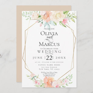 Invitation MARIAGE   Jolie aquarelle fleurs de printemps