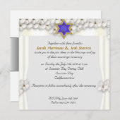 Invitation mariage juif à la toiture de fleurs blanches (Devant / Derrière)