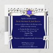 Invitation Mariage juif de chuppah de fleurs blanches (Devant / Derrière)