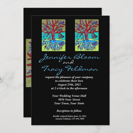 Invitation Mariage - Juif et yiddish - LGBTQ (Devant / Derrière)