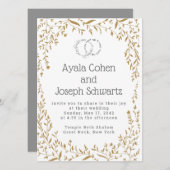 Invitation Mariage juif invite Rustic Vines Gold Frontière (Devant / Derrière)