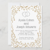 Invitation Mariage juif invite Rustic Vines Gold Frontière (Devant)