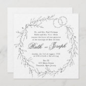 Invitation Mariage juif Inviter fusain Feuille luxuriant (Devant / Derrière)