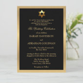 Invitation Mariage juif traditionnel formel or et noir (Debout devant)