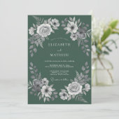 Invitation Mariage Juniper White Leaf (Debout devant)