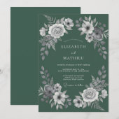 Invitation Mariage Juniper White Leaf (Devant / Derrière)