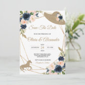 Invitation Mariage Kentucky Derby Rose & Navy Enregistrez La  (Debout devant)
