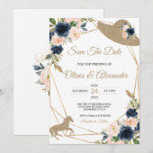 Invitation Mariage Kentucky Derby Rose & Navy Enregistrez La  (Devant / Derrière)