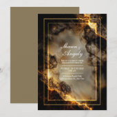 Invitation Mariage Kintsugi Gildé Molten Ardoise Sombre Moder (Devant / Derrière)
