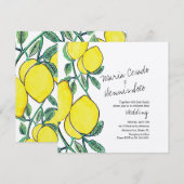 Invitation Mariage Kraft de citron à l'aquarelle écriture man (Devant / Derrière)