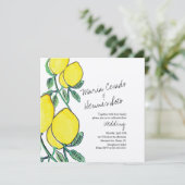 Invitation Mariage Kraft de citron à l'aquarelle écriture man (Debout devant)