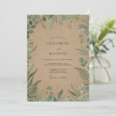 Invitation Mariage Kraft Eucalyptus Fougère (Debout devant)