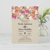 Invitation Mariage Kraft Monogramme Chic Rustique Floral Élég (Debout devant)