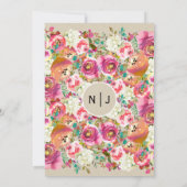 Invitation Mariage Kraft Monogramme Chic Rustique Floral Élég (Dos)