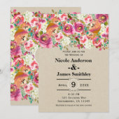Invitation Mariage Kraft Monogramme Chic Rustique Floral Élég (Devant / Derrière)