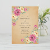 Invitation Mariage Kraft Paeonie Rose (Debout devant)