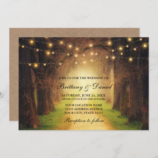 Invitation Mariage Kraft Rustic Forest Path (Devant / Derrière)