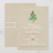 Invitation Mariage Kraft Rustique Arbre De Pin Aquarelle (Devant / Derrière)