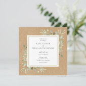 Invitation Mariage Kraft Rustique avec Photo de Verdure (Debout devant)