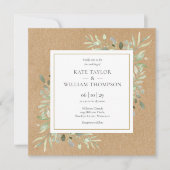Invitation Mariage Kraft Rustique avec Photo de Verdure (Devant)