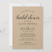 Invitation Mariage Kraft Rustique Date Gras Fête de Fiançaill (Devant)