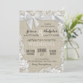 Invitation Mariage Lace et Bow Pays Rustique (Debout devant)