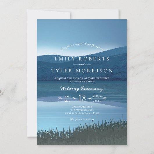 Invitation Mariage Lakeside rustique et apaisant (Devant)
