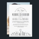 Invitation Mariage Las Vegas | Ligne Skyline Déco Moderne<br><div class="desc">Faites une impression et excitez vos futurs invités mariages qui voyageront de loin et de large pour votre cérémonie de mariage! Cette invitation ludique et formelle met un point d'honneur sur la merveilleuse ville de destination de Las Vegas, Nevada. Il présente une illustration moderne de style déco de la ligne...</div>