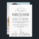 Invitation Mariage Las Vegas | Ligne Skyline Déco Moderne<br><div class="desc">Faites une impression et excitez vos futurs invités mariages qui voyageront de loin et de large pour votre cérémonie de mariage! Cette invitation ludique et formelle met un point d'honneur sur la merveilleuse ville de destination de Las Vegas, Nevada. Il présente une illustration moderne de style déco de la ligne...</div>