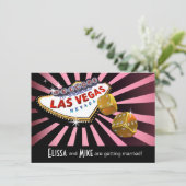 Invitation Mariage Las Vegas Starburst rose noir or (Debout devant)