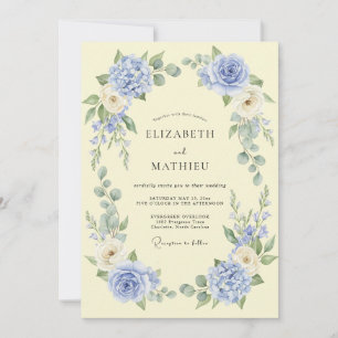 Invitation Mariage Laurier Fleur de Pervenche