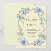 Invitation Mariage Laurier Fleur de Pervenche (Devant / Derrière)