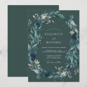 Invitation Mariage Laurier Vert de Teint (Devant / Derrière)