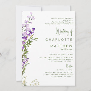 Invitation Mariage Lavande 2 Lieux pour les deux parents