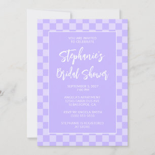 Invitation Mariage Lavande à Carreaux Monochrome pour une Fêt