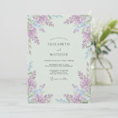 Invitation Mariage Lavande Aérée Vert Menthe (Debout devant)