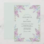 Invitation Mariage Lavande Aérée Vert Menthe (Devant / Derrière)
