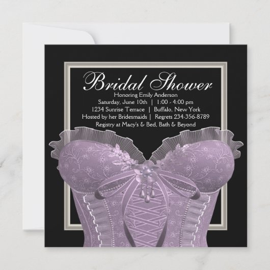 Invitation Mariage Lavande Corset Shower (Devant)