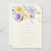 Invitation Mariage Lavande et Fleurs de soleil Jaunes (Devant)
