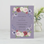 Invitation Mariage Lavande et Marron Foncé (Debout devant)