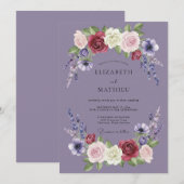 Invitation Mariage Lavande et Marron Foncé (Devant / Derrière)