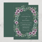 Invitation Mariage Lavande Feuillu Chasseur (Devant / Derrière)