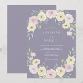 Invitation Mariage Lavande Fleur Pâle (Devant / Derrière)