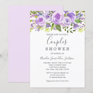 Invitation Mariage Lavande Fleur Rose Couple Shower
