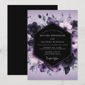 Invitation Mariage Lavande Gothique Floraison (Devant / Derrière)