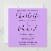 Invitation Mariage Lavande Lilas Orchidée Écriture Élégante (Devant)