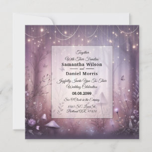 Invitation Mariage Lavande magique Fairy Lights