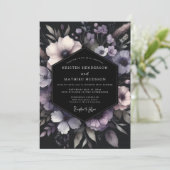 Invitation Mariage Lavande Noir Bloom (Debout devant)